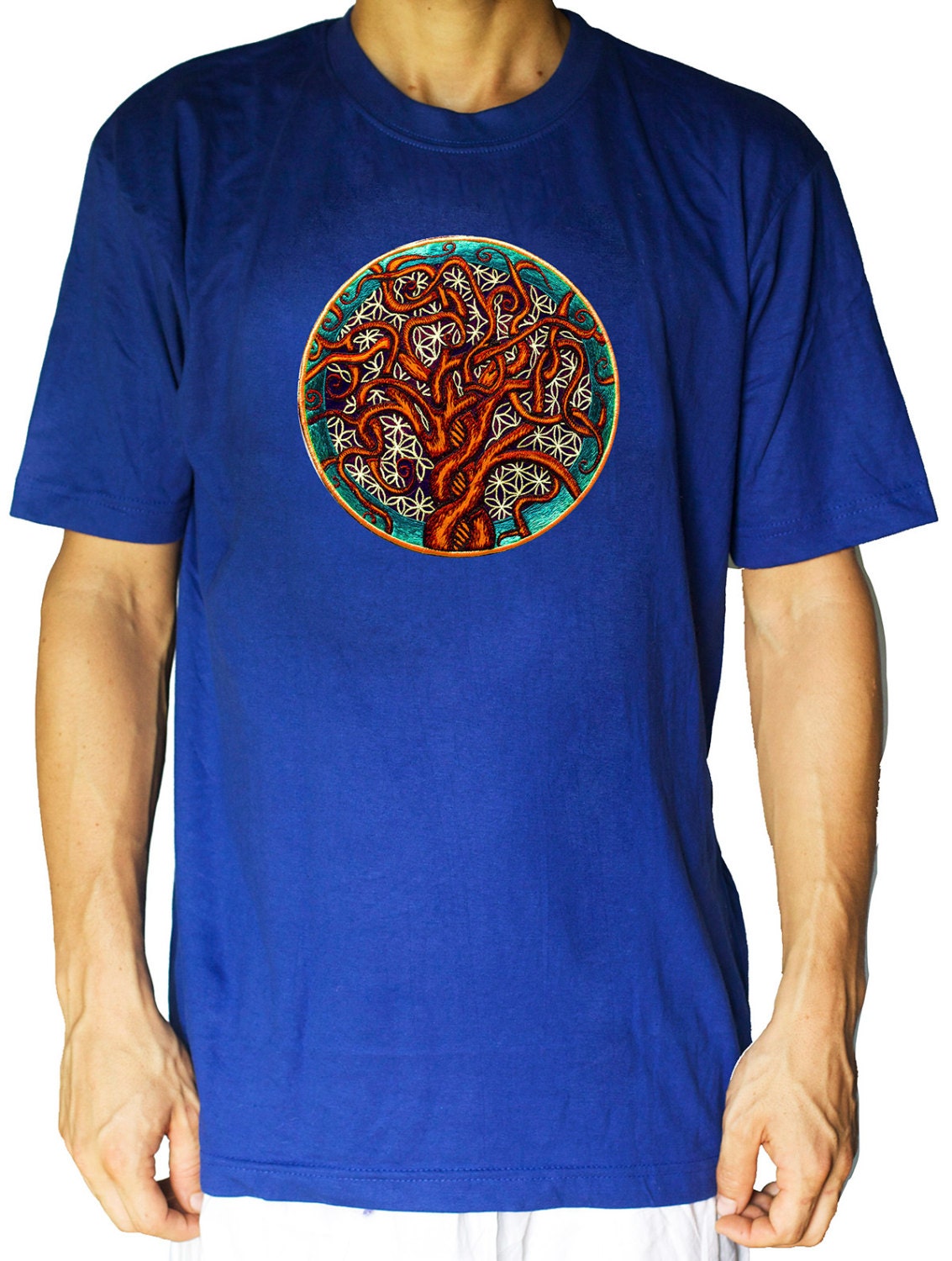 Tree of Life shirt flower of life - sacred geometry embroidery no print drunvalo melchizedek handmade - choose any colour and size