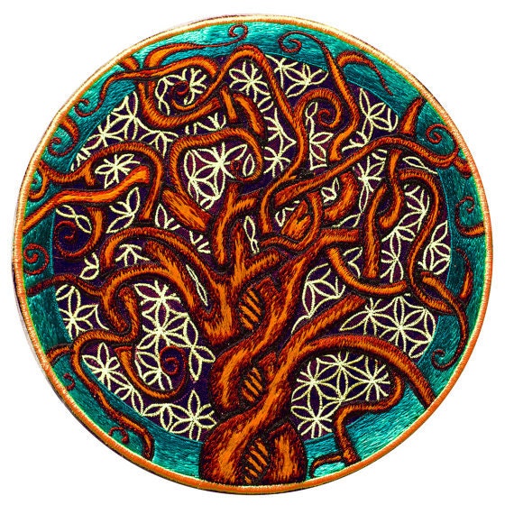 Tree of Life shirt flower of life - sacred geometry embroidery no print drunvalo melchizedek handmade - choose any colour and size