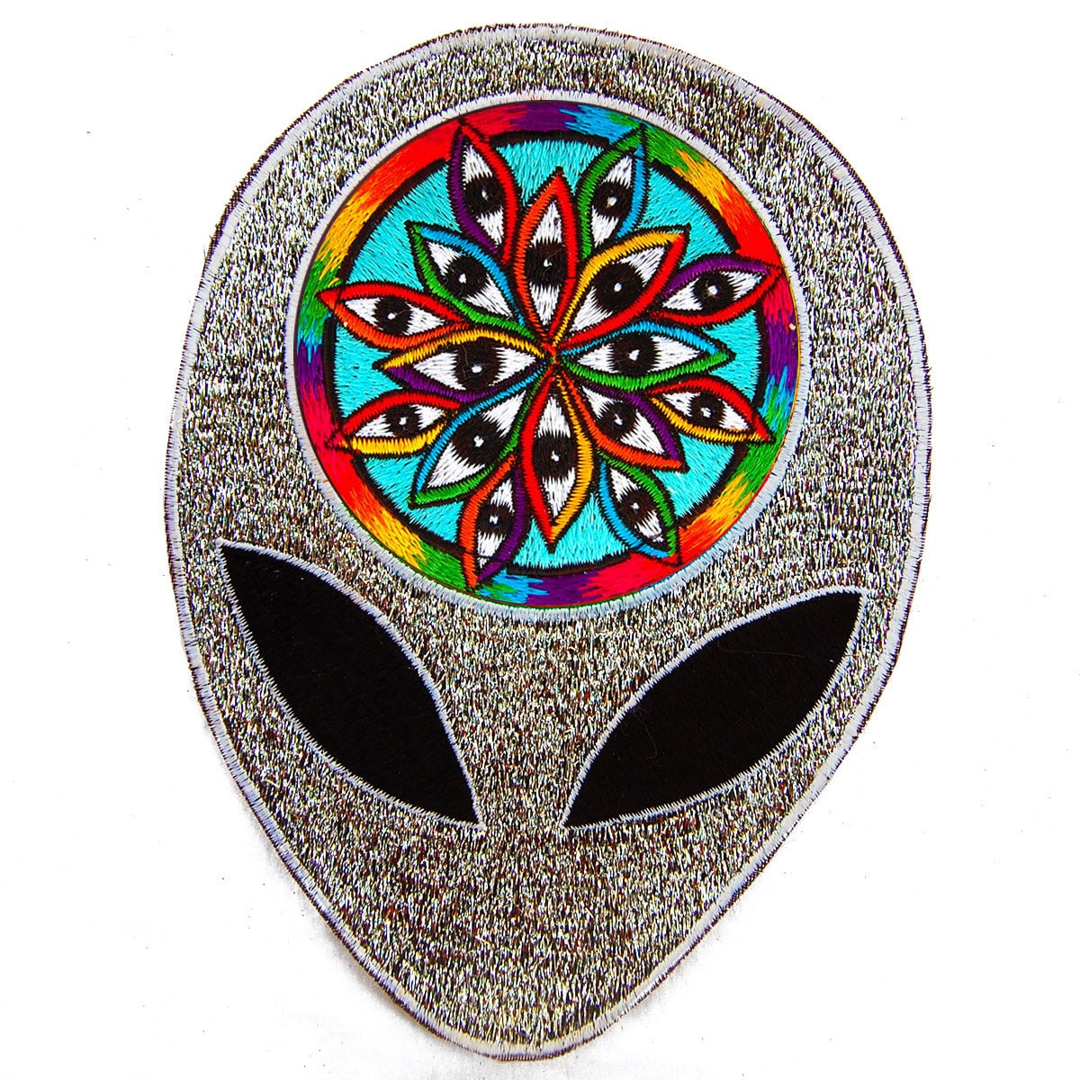 Alien Consciousness T-Shirt blacklight handmade embroidery no print goa t-shirt LSD eyes of visions
