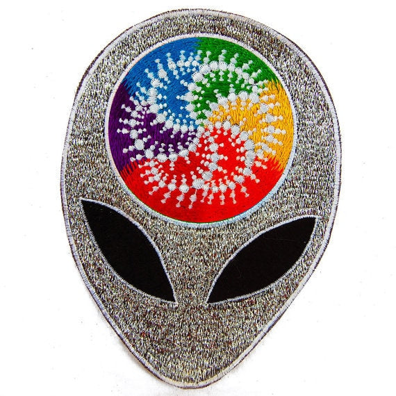 Alien Milk Hill crop circle T-Shirt rainbow mandala blacklight handmade embroidery no print goa t-shirt