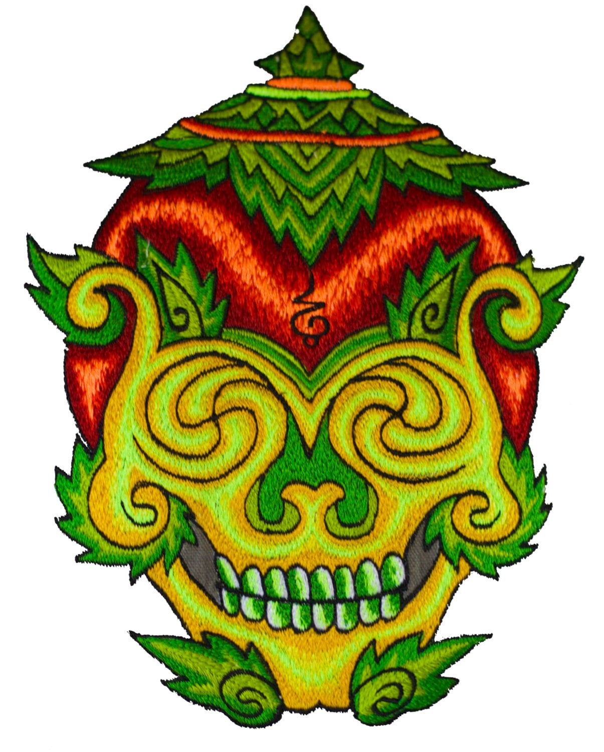 Forest spirit embroidery patch UV blacklight active art for sew on