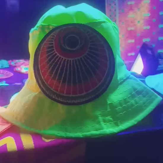 The Angel Crop Circle Fisher Hat UV blacklight glowing with embroidery patch sacred geometry alien art extraterrestrial beauty psychedelic