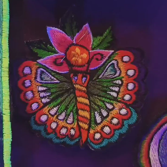 flower butterfly patch small size rainbow goa trance beautiful lotus