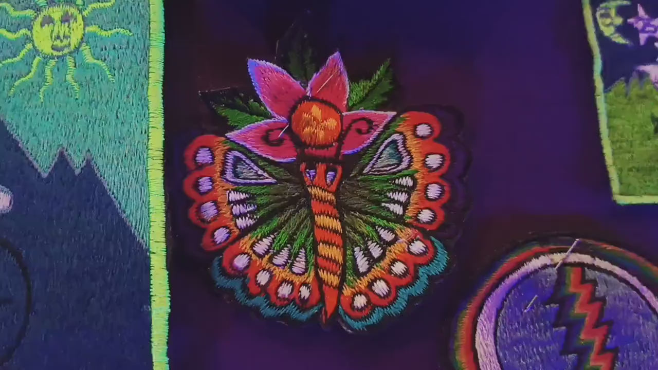 flower butterfly patch small size rainbow goa trance beautiful lotus
