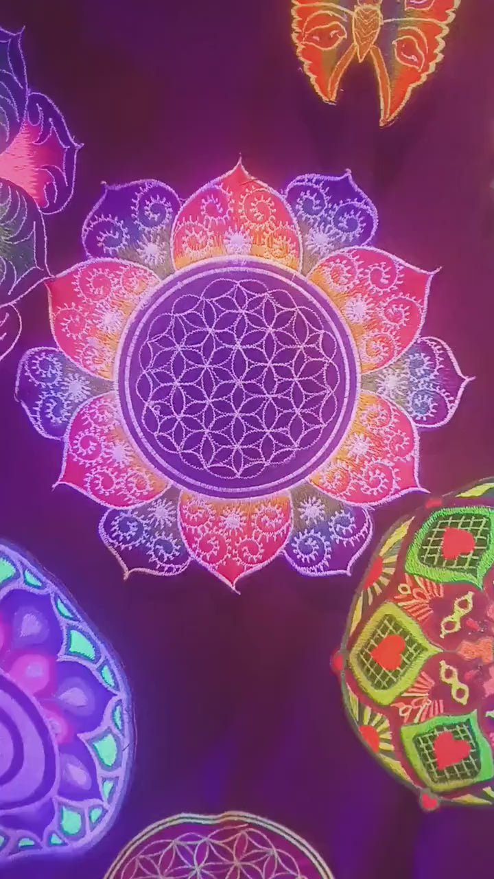 fractal Flower of Life rainbow mandala holy geometry patch sacred art