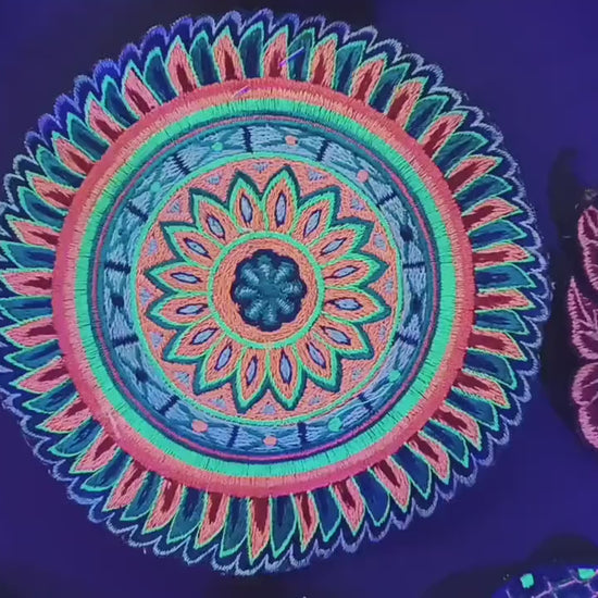 Shaman Eagles Huichol Peyote Artwork mescaline indigene art magic cactus psychedelic embroidery art
