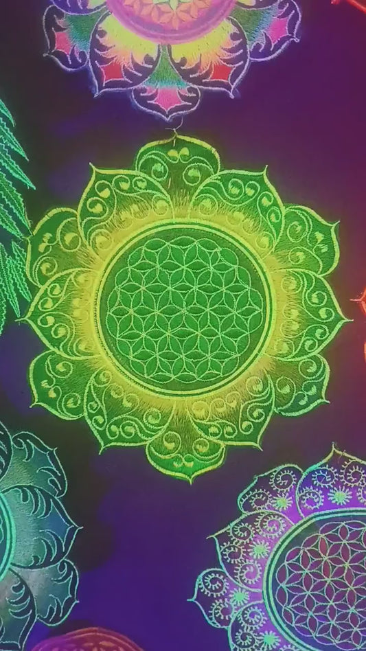 celtic Flower of Life green mandala holy geometry patch sacred art