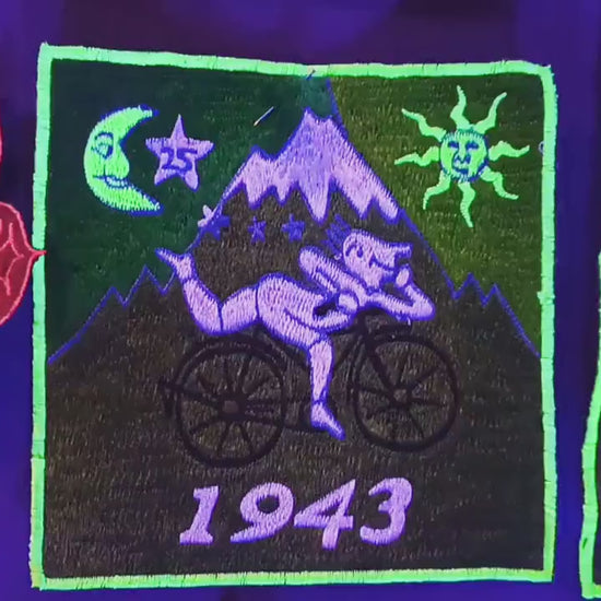 Green Bicycle Day LSD Cult Patch Albert Hofmann 1943 Burning Man Psychedelic Acid Trip Hippie Visionary Drug Cosmic Healing Medicine