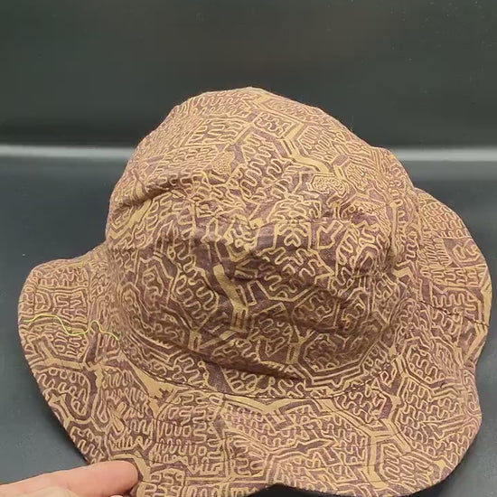 Brown Ayahuasca Hat Shipibo Conibo Patterns with secret inside pocket light and comfortable sunshine protection DMT psychedelic gear Cap