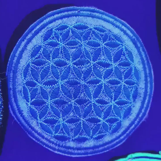 white - blue flower of life patch small size