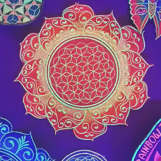 celtic Flower of Life red mandala holy geometry patch sacred art