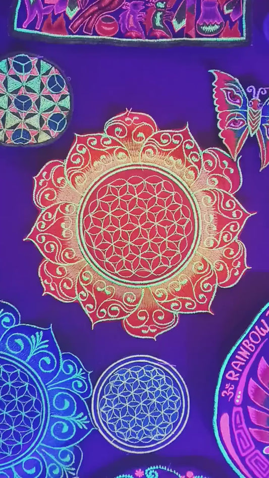 celtic Flower of Life red mandala holy geometry patch sacred art