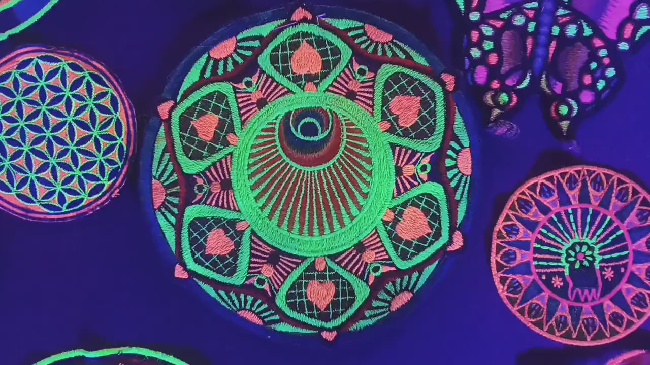 The Sunrise Angel crop circle mandala rainbow fractal ufo mystery sacred geometry protection spirit blacklight glowing psychedelic art