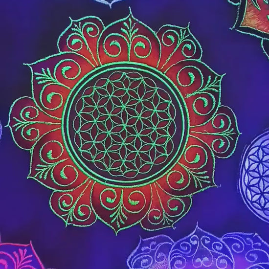 Flower of Life red flower mandala holy geometry patch sacred art