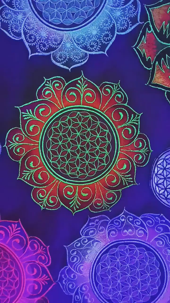 Flower of Life red flower mandala holy geometry patch sacred art