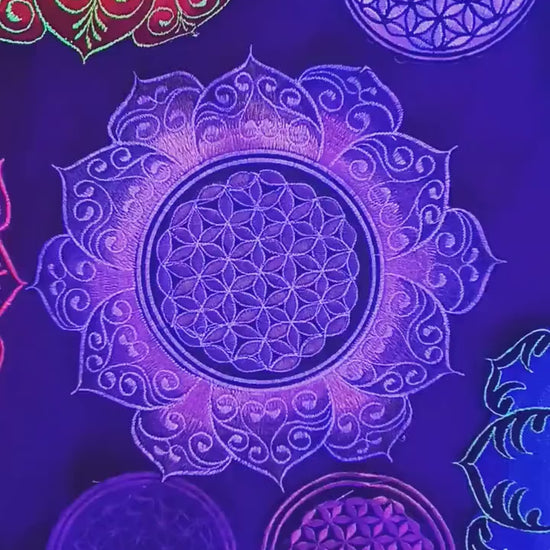 White gray Flower of Life celtic mandala holy geometry patch sacred geometry art for sew on