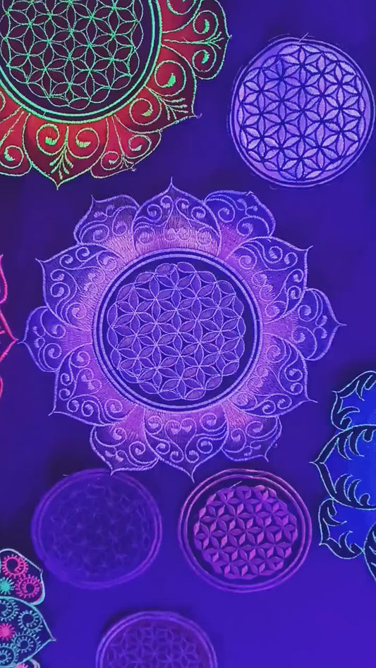 White gray Flower of Life celtic mandala holy geometry patch sacred geometry art for sew on