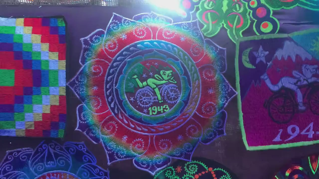 Hofmann LSD Mandala Bicycle Day blacklight rainbow Patch 1943 Psychedelic Fractal Acid Trip Goa Hippie Visionary Medicine Divine Healing