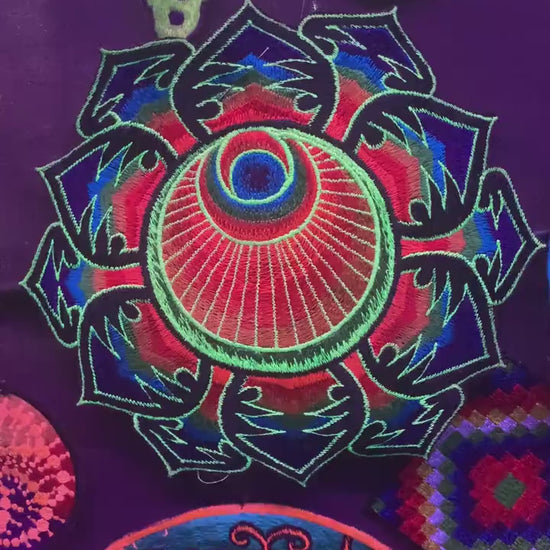 The Angel crop circle T-Shirt rainbow mandala blacklight handmade embroidery no print goa t-shirt