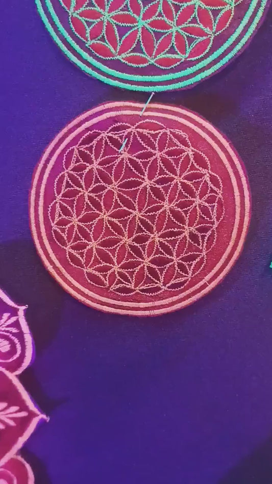 red flower of life patch small size