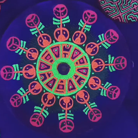 maya sun crop circle patch blacklight active with mirror inside