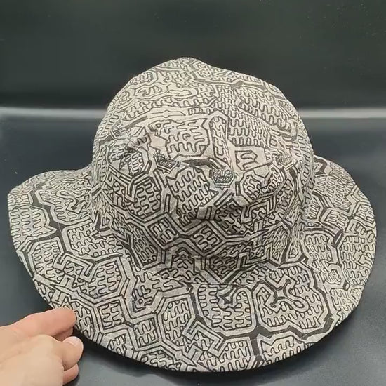 Gray Ayahuasca Hat Shipibo Conibo Patterns with secret inside pocket light and comfortable sunshine protection DMT psychedelic gear Cap