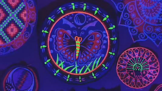 Butterfly mandala Patch rainbow beautiful blacklight active
