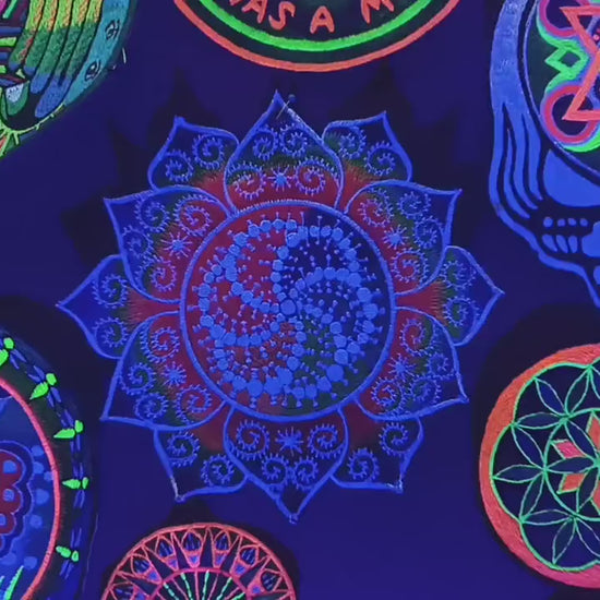 Milk hill crop circle rainbow fractal blacklight patch
