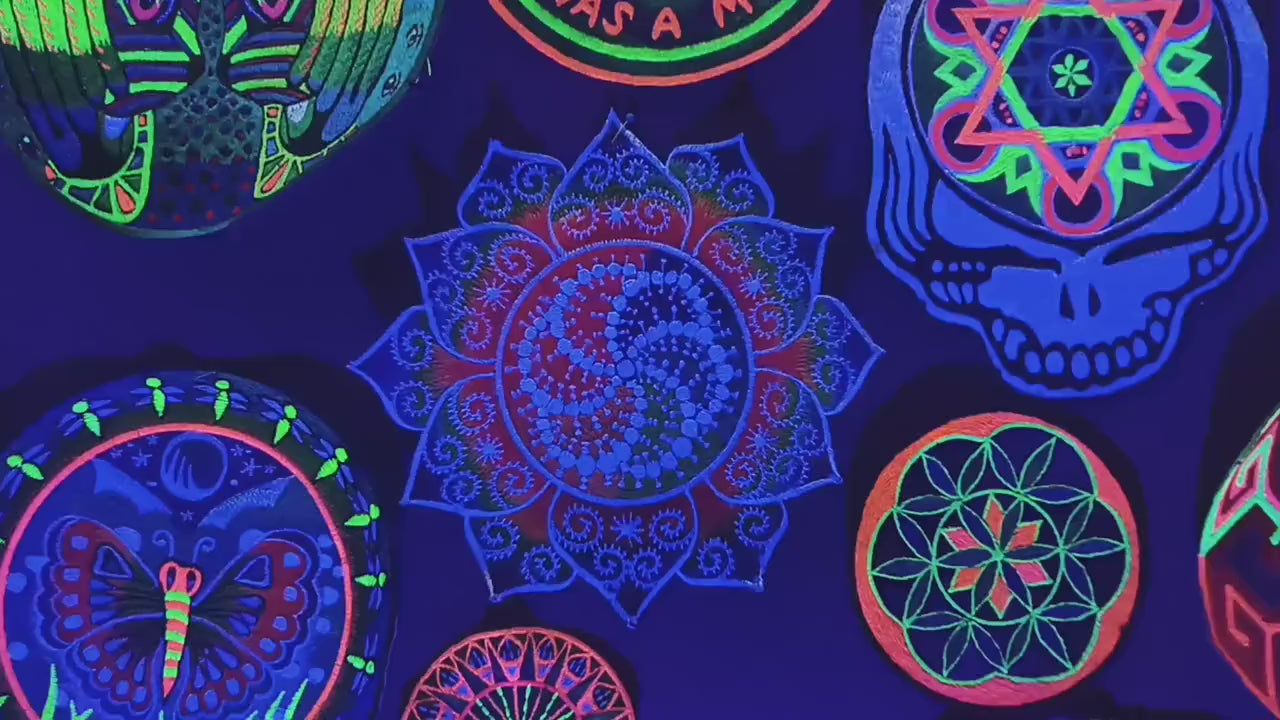 Milk hill crop circle rainbow fractal blacklight patch