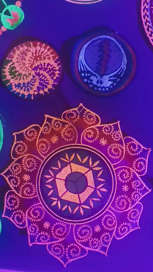 element earth holy geometry patch sacred caleidoscope art blacklight fractal