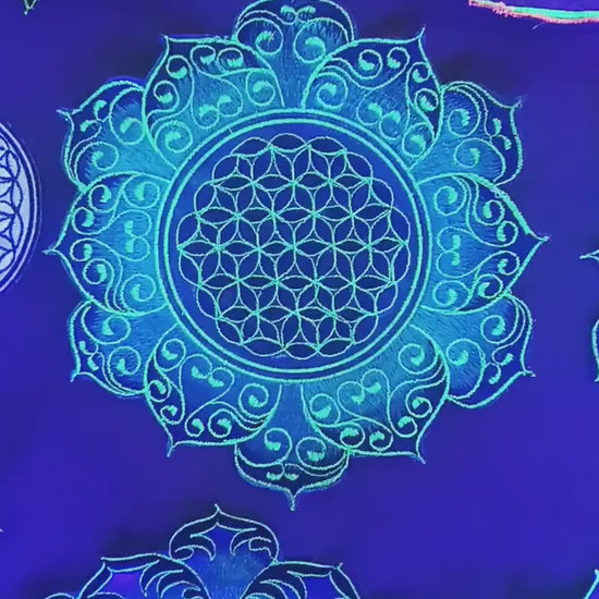 blue Flower of Life celtic mandala holy geometry patch sacred art