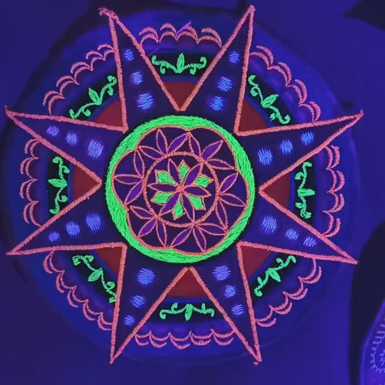 Seed of Life star holy geometry patch sacred art blacklight glowing embroidery art