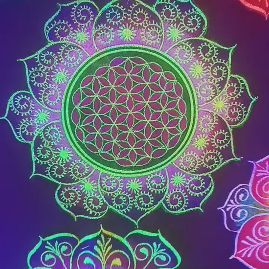 Green Purple Flower of Life holy geometry patch fractal mandala sacred geometry embroidery art for sew on