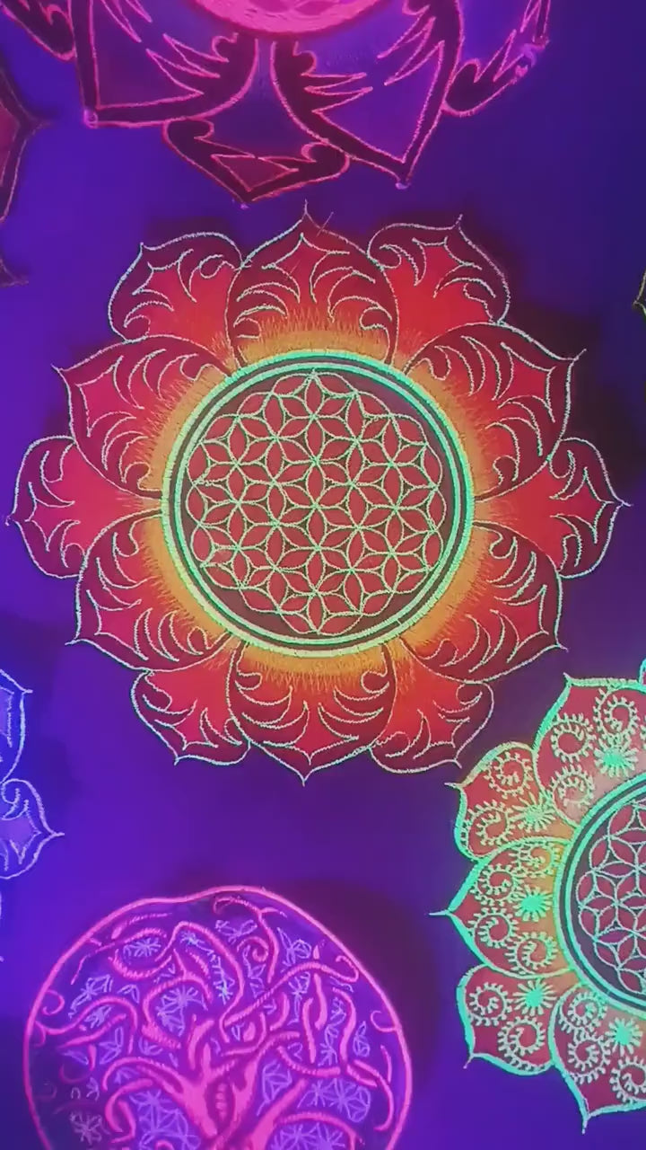 Flower of Life red mandala holy geometry patch sacred art