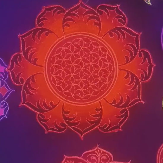 Flower of Life deepred mandala holy geometry psy patch sacred geometry esoterik yantra