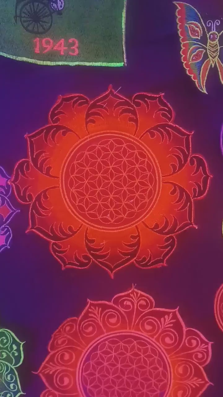Flower of Life deepred mandala holy geometry psy patch sacred geometry esoterik yantra