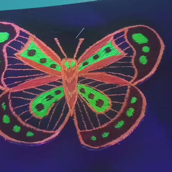 yellow dots butterfly patch small size rainbow goa trance blacklight