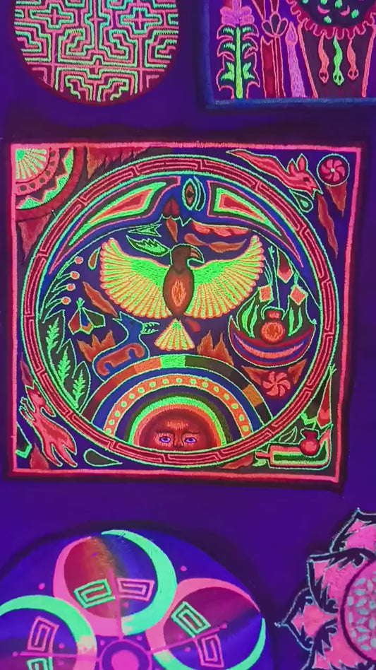 Huichol Golden Eagle embroidery patch peyote mescaline shaman artwork