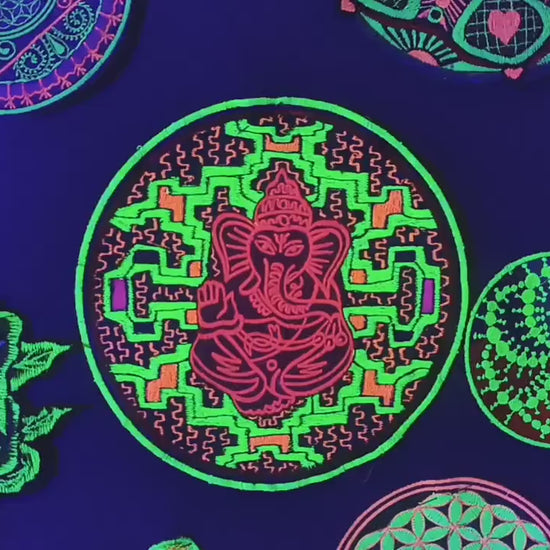 Ganesha Ayahuasca T-Shirt blacklight shipibo conibo embroidery no print psy shirt goa t-shirt