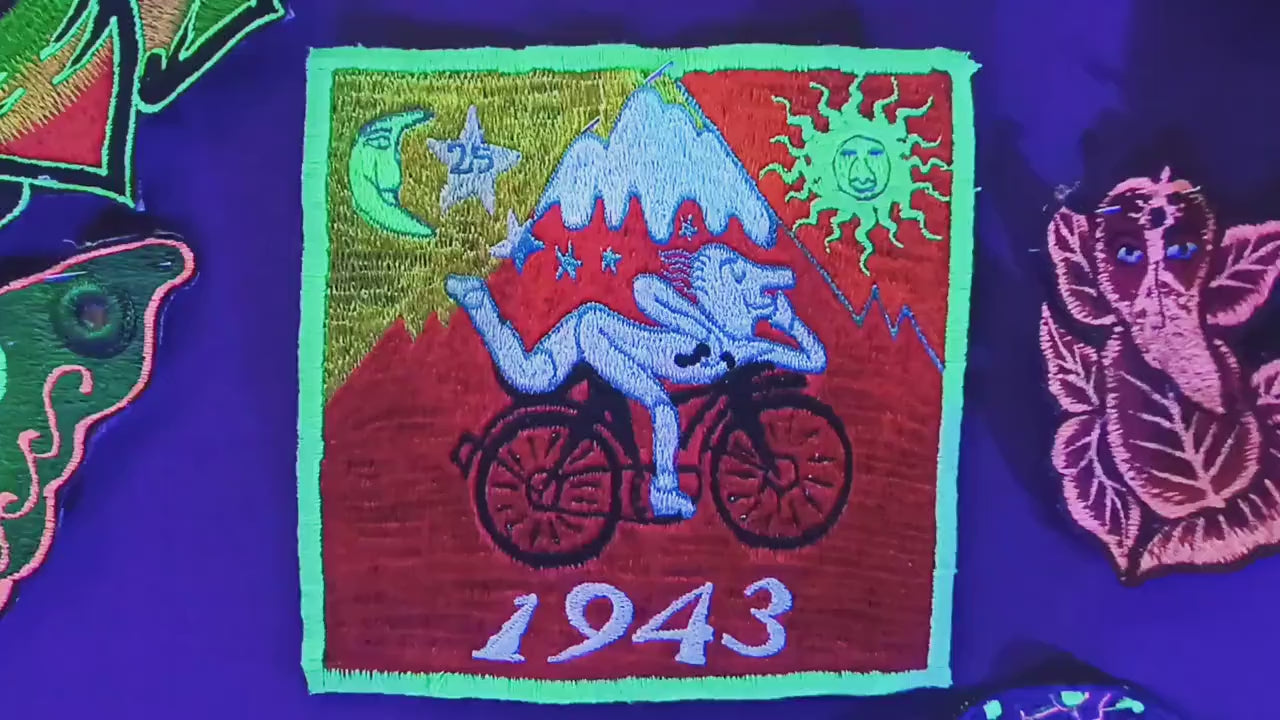 Red Bicycle Day Albert Hofmann 1943 LSD Cult Patch Burning Man Psychedelic Acid Trip Hippie Drug Visionary Divine Healing Medicine