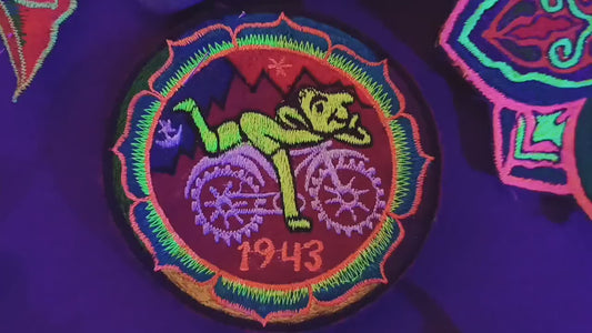 Hofmann LSD Mandala small patch Bicycle Day blacklight 1943 Psychedelic Acid Trip Goa Hippie Visionary Medicine Divine Healing