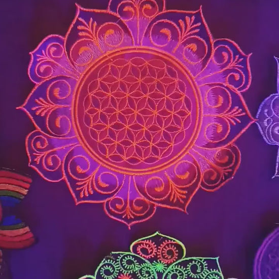 Purple Flower of Life holy geometry patch flower mandala sacred geometry embroidery art for sew on