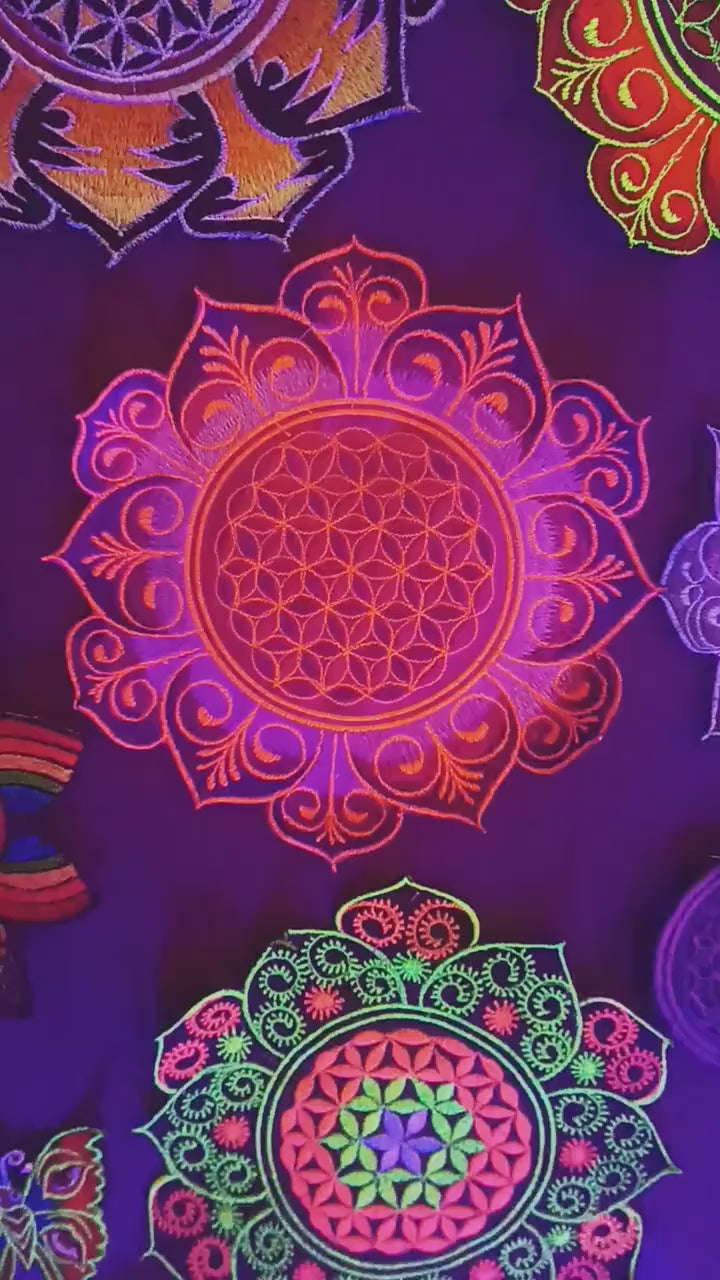 Purple Flower of Life holy geometry patch flower mandala sacred geometry embroidery art for sew on