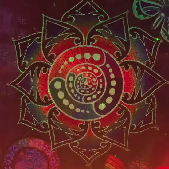 Attributes crop circle T-Shirt rainbow mandala blacklight handmade embroidery no print psy t-shirt