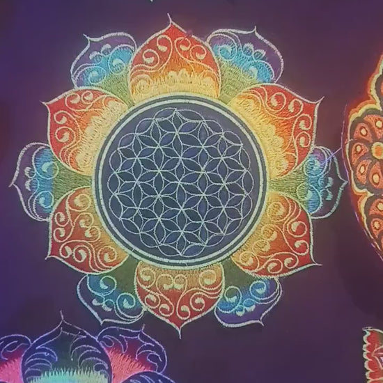 Rainbow Flower of Life celtic mandala holy geometry patch sacred geometry art