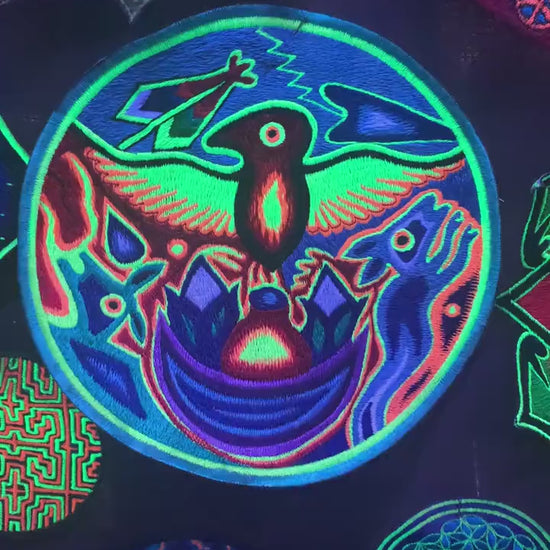 Huichol shaman bird art patch indigene mexico mescaline peyote psychedelic