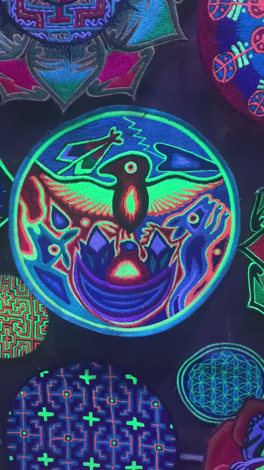 Huichol shaman bird art patch indigene mexico mescaline peyote psychedelic