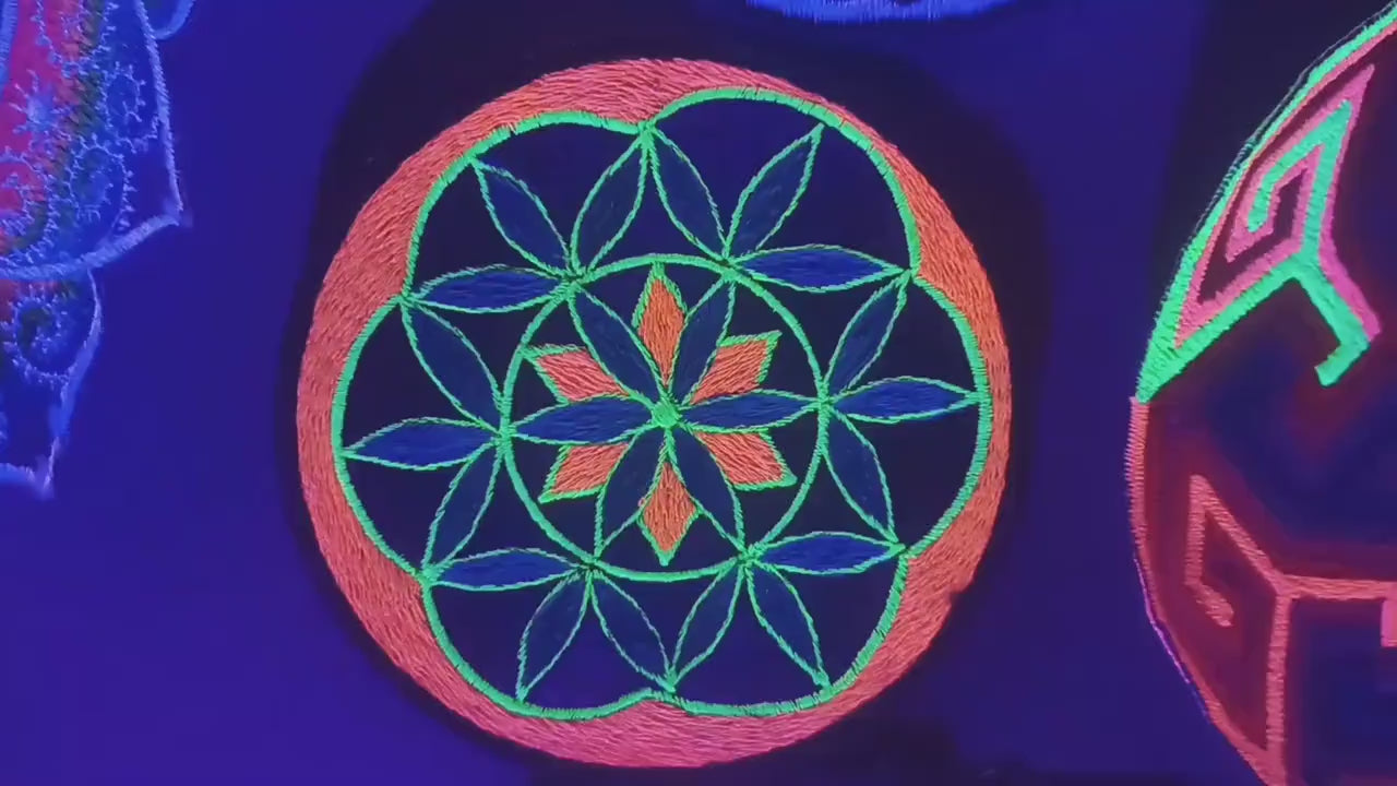 seed of life patch small size blacklight active crop circle