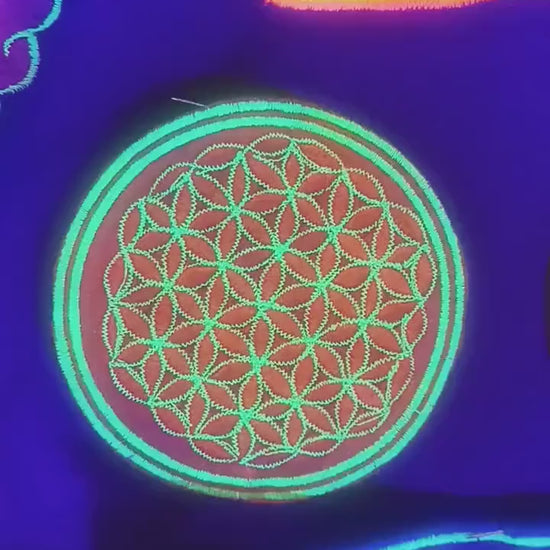 orange yellow flower of life patch small size with variations