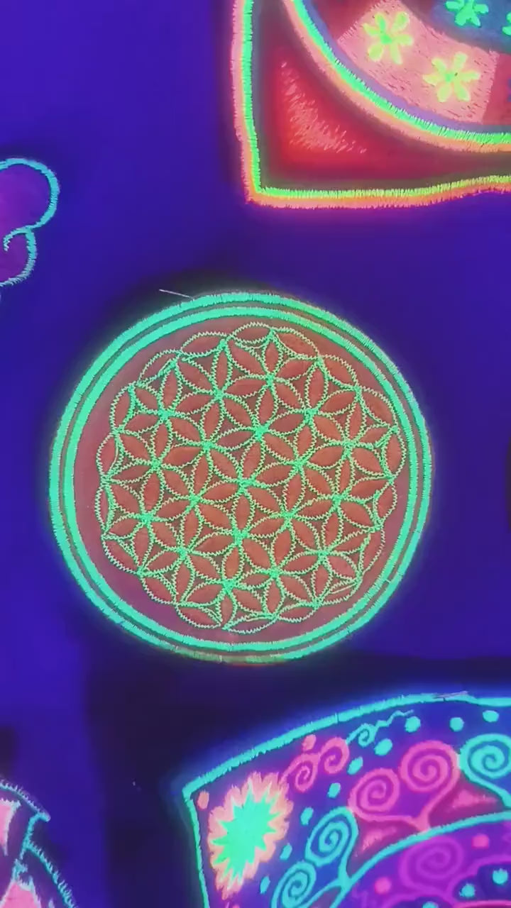 orange yellow flower of life patch small size with variations